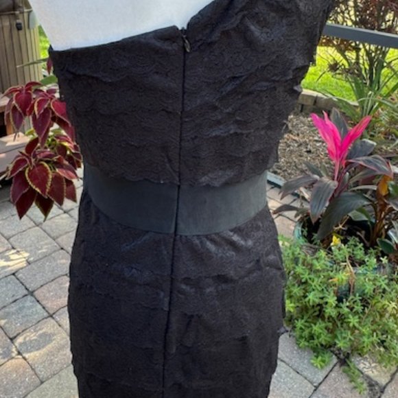 Jessica Simpson Black Layered Lace One Shoulder Dress Black Size 10 - Picture 5 of 10